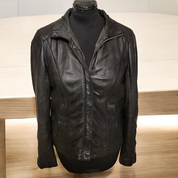 Andrew Marc Jackets & Blazers - Andrew Marc Black Leather Moto Biker Jacket Women’s L | Classic Streetwear